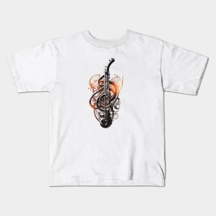 music jazz piano saxophone art trombone guitar Kids T-Shirt